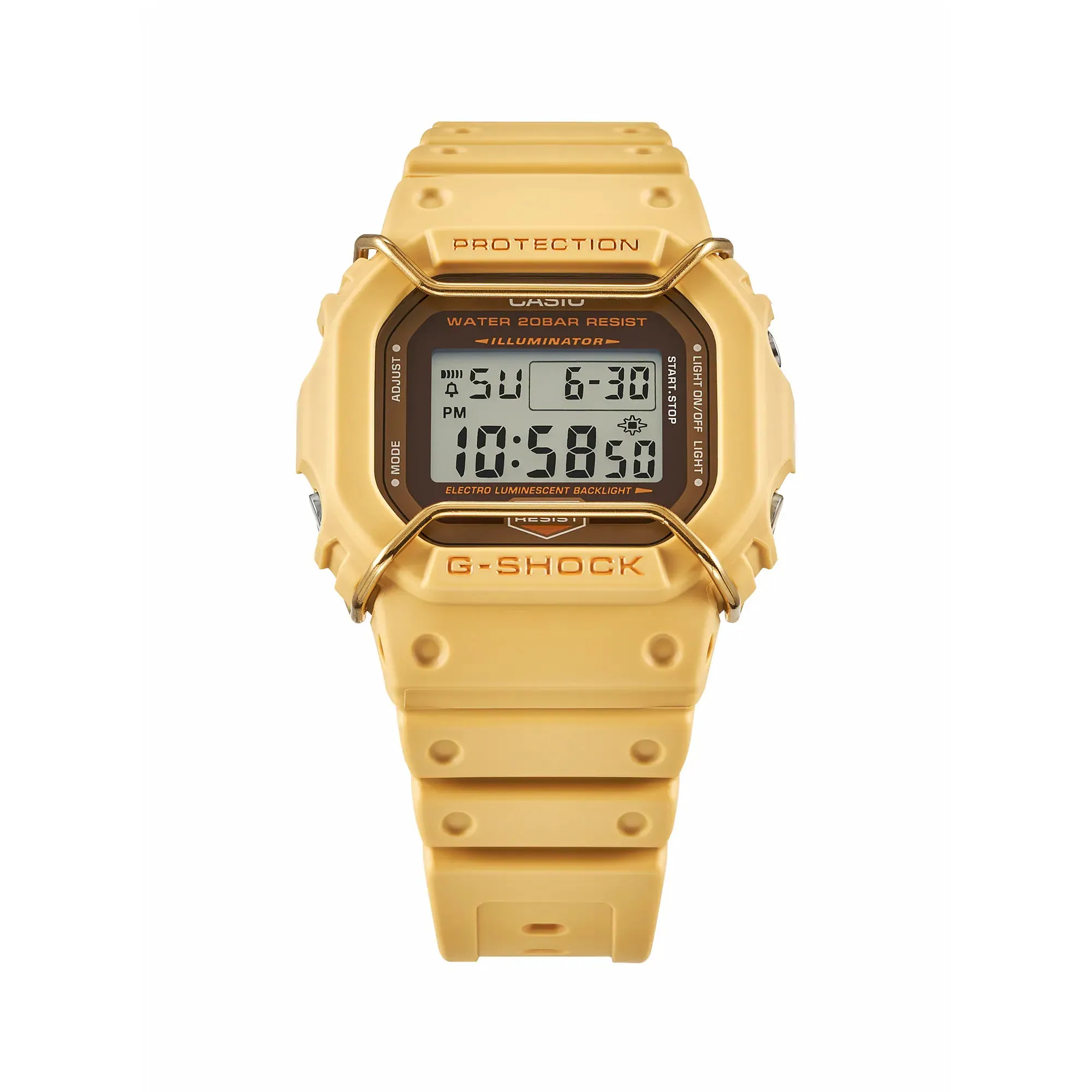 CASIO G-SHOCK DW5600PT-5 Gold IP Yellow Tone Protector Digital Watch