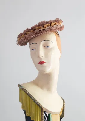 Charming 1950's Autumn Silk Organza Tilt Hat By Laddie Northridge