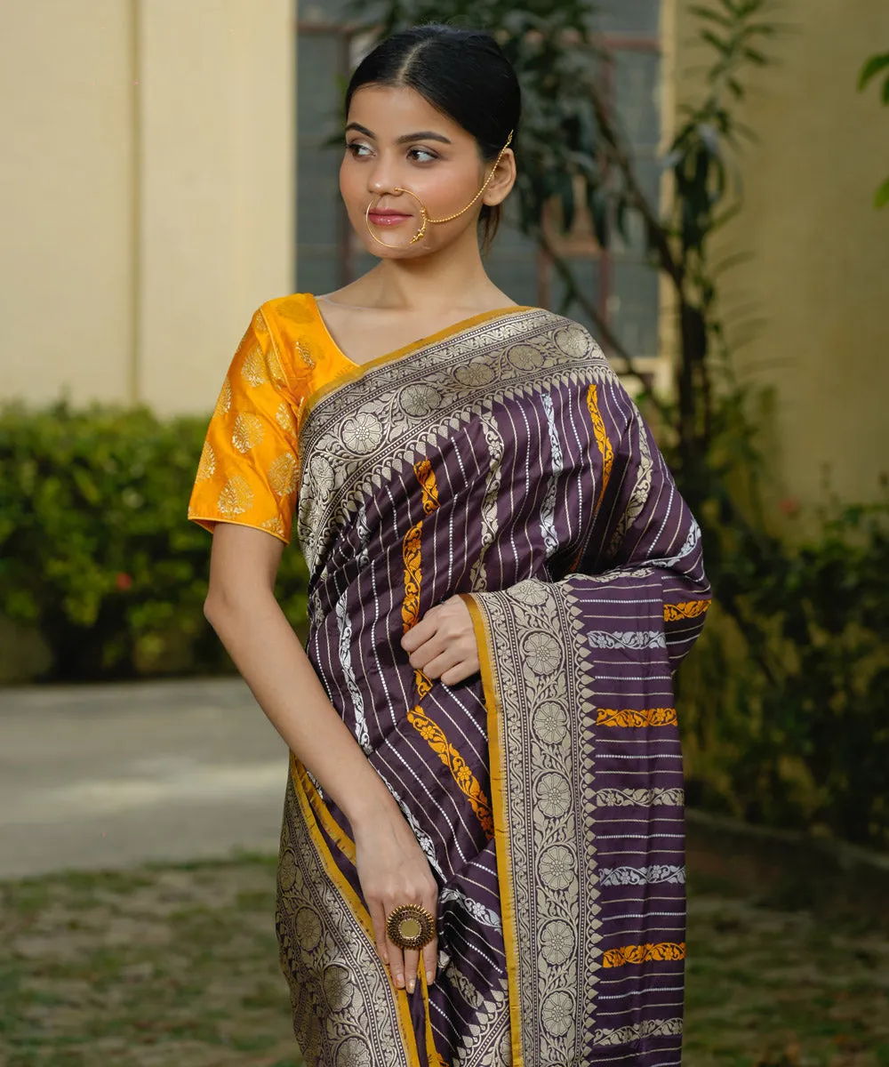 Chocolate silk handwoven banarasi saree