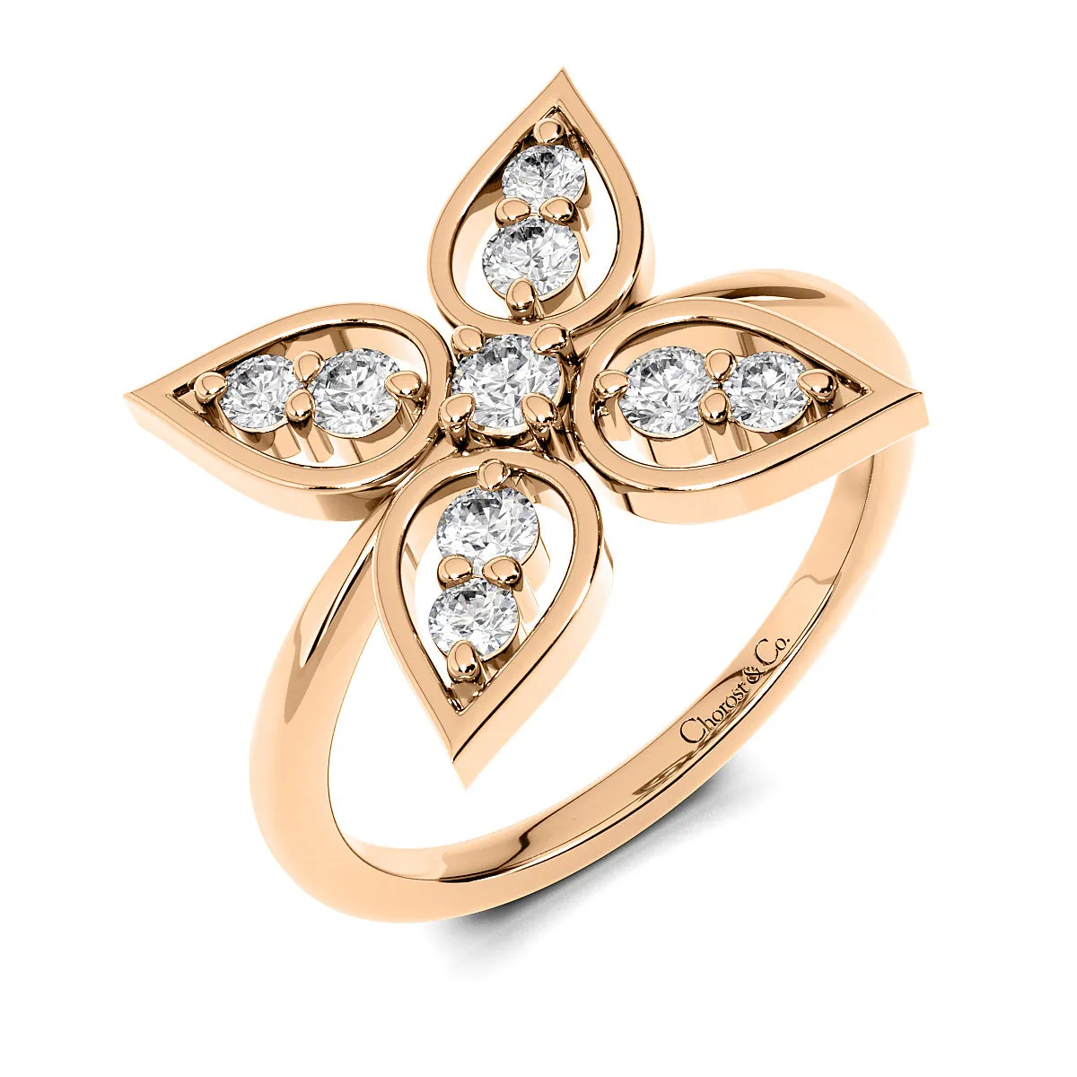 Chorost & Co Private Collection 14K Rose Gold 0.40ct Diamond Flower Ring