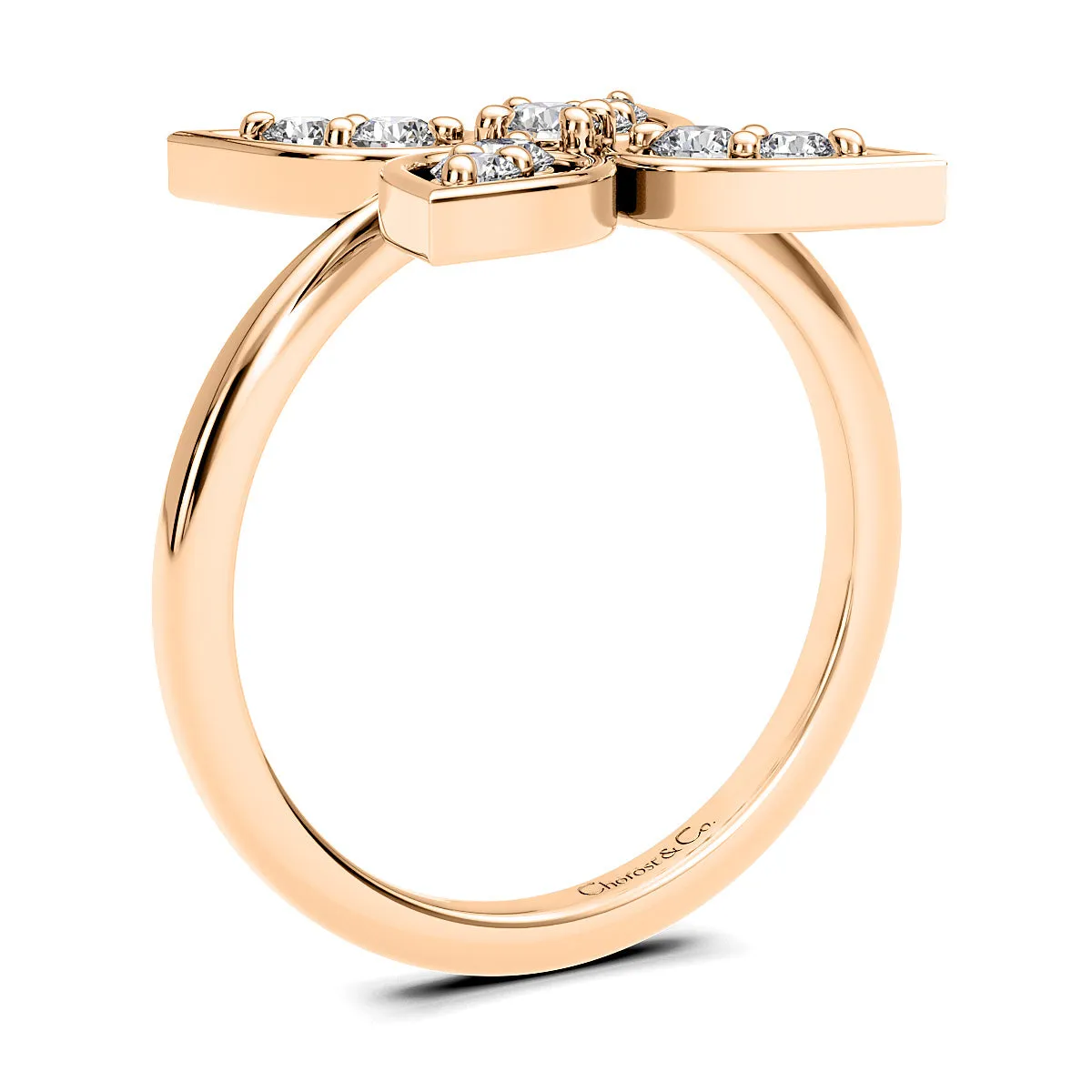 Chorost & Co Private Collection 14K Rose Gold 0.40ct Diamond Flower Ring