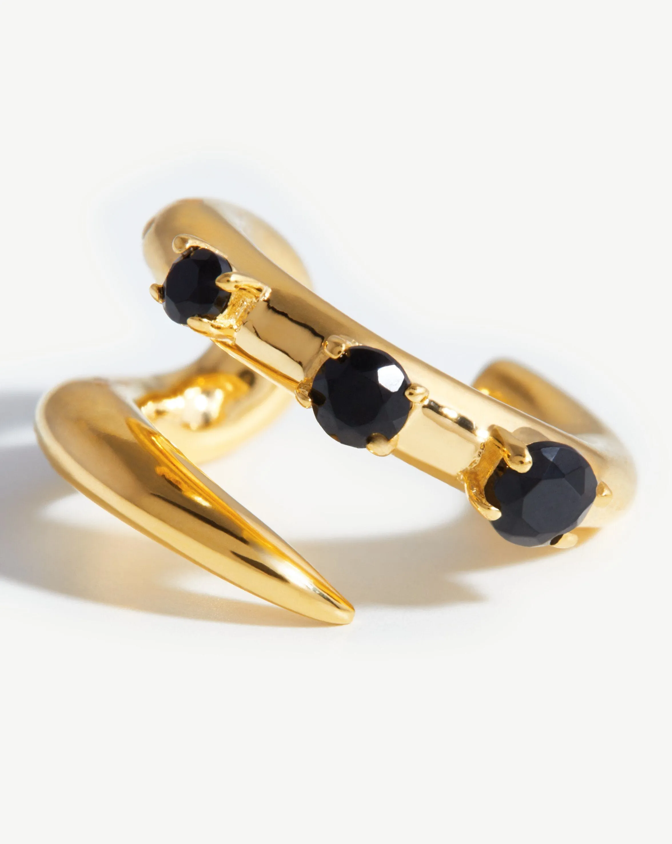 Chunky Claw Pearl Ear Cuff | 18ct Gold Plated/Black Onyx