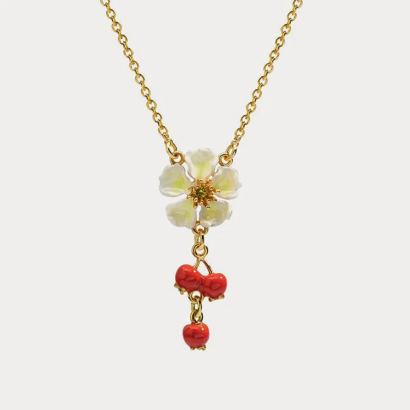 Cranberry Flowers Necklace