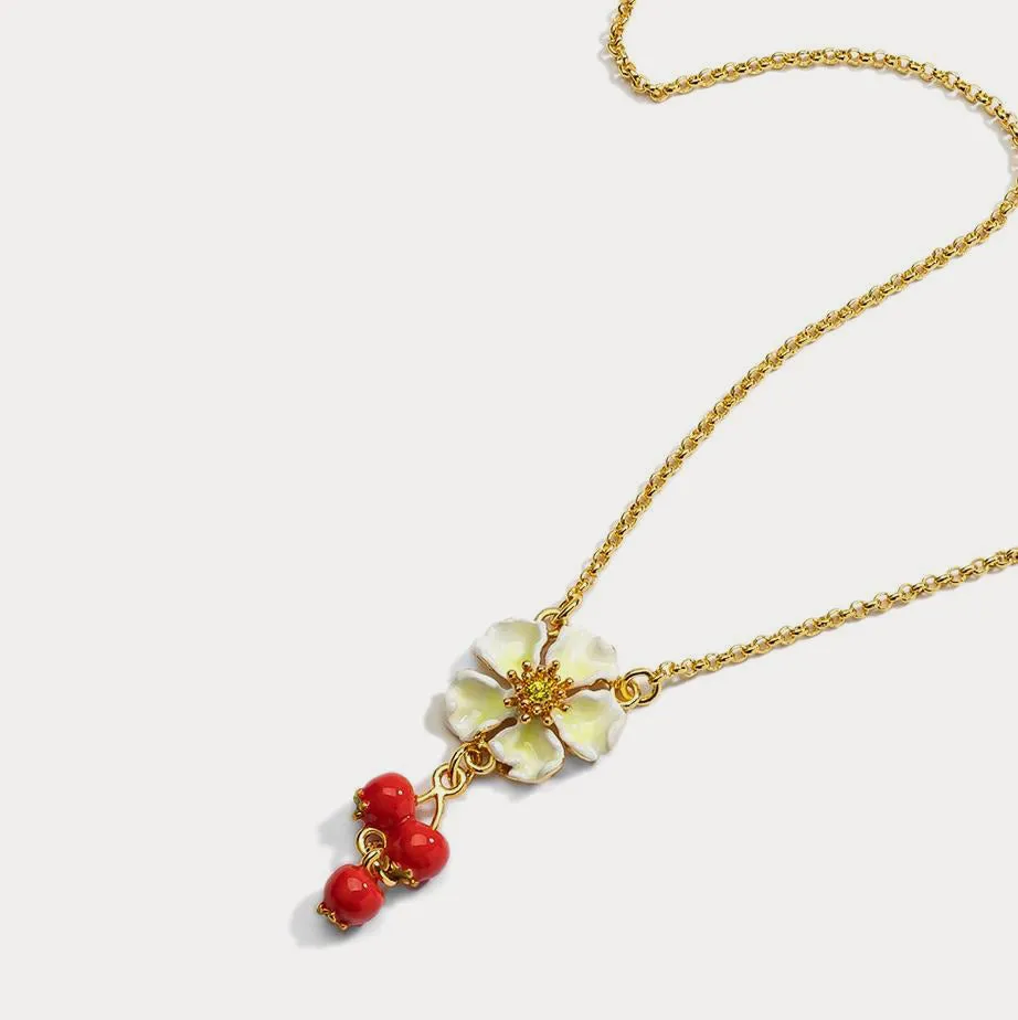 Cranberry Flowers Necklace