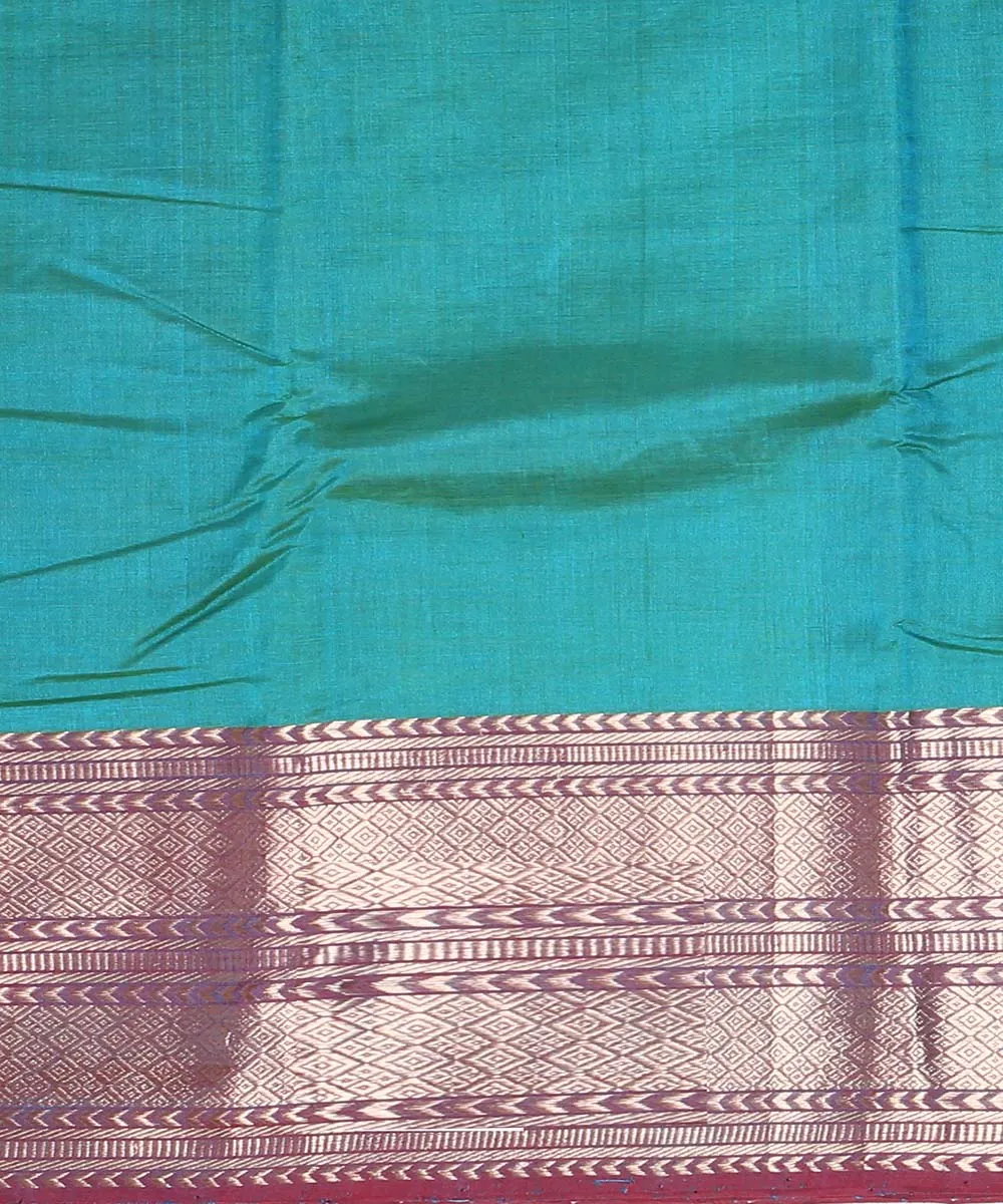 Cyan green handwoven mangalagiri cotton silk saree