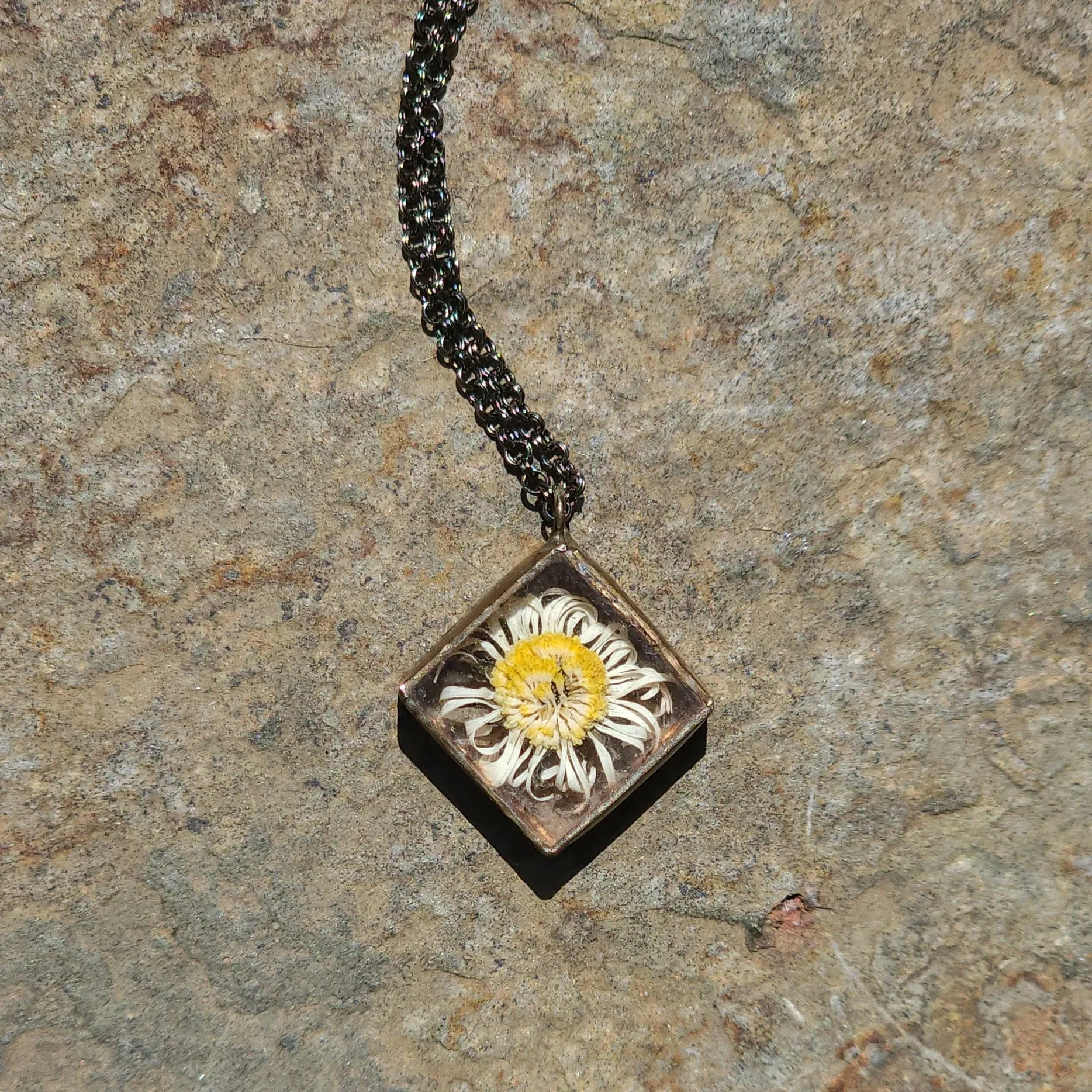 Daisy Flower Shadowbox Necklace