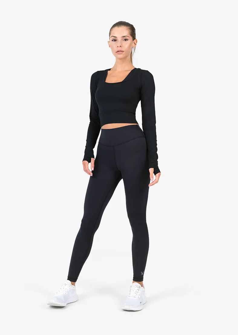 Elevate Aloe Cropped Long Sleeve Top Black