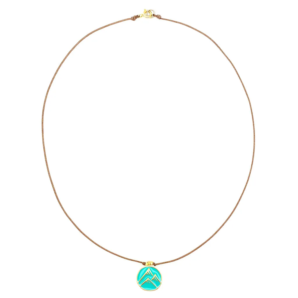 Enamel Charm Necklace - Aqua Mountain Peaks