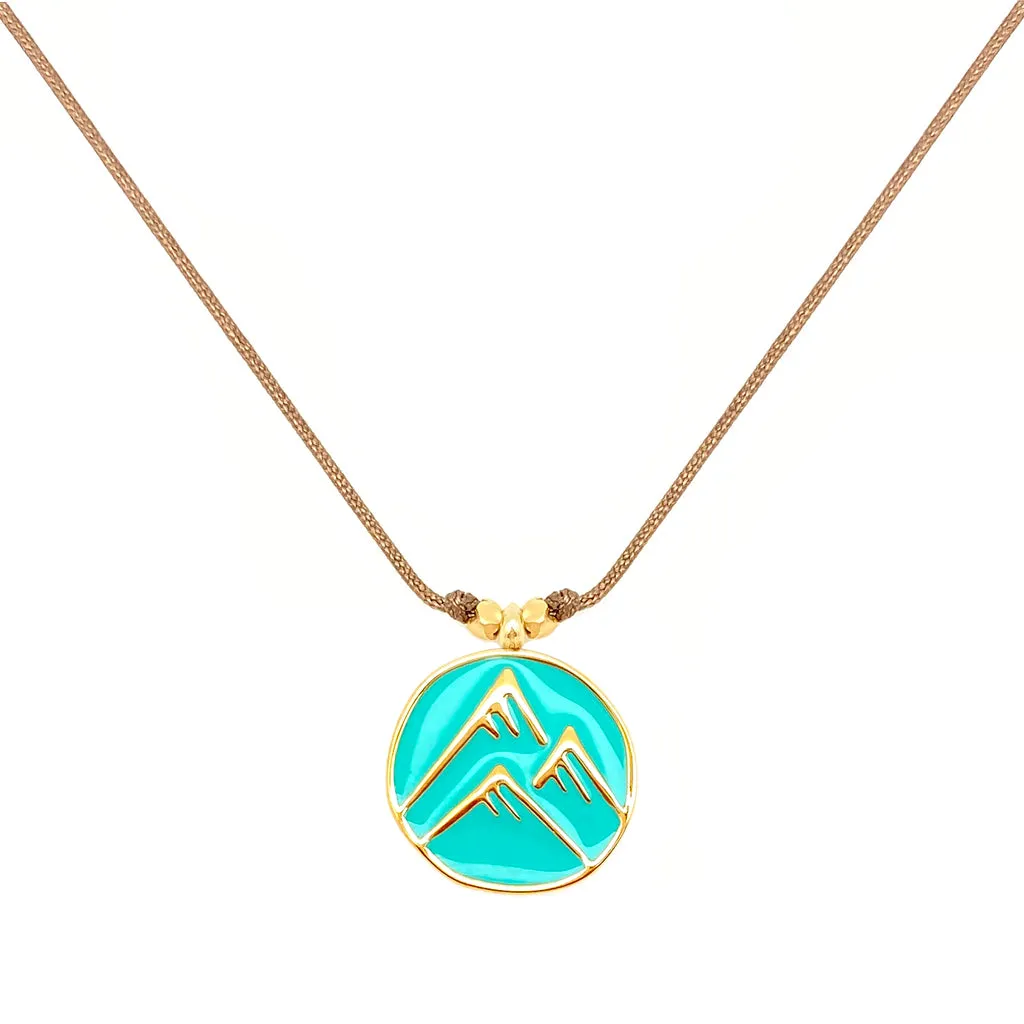 Enamel Charm Necklace - Aqua Mountain Peaks