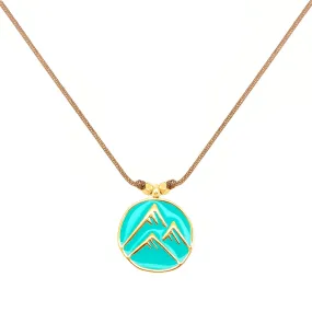 Enamel Charm Necklace - Aqua Mountain Peaks