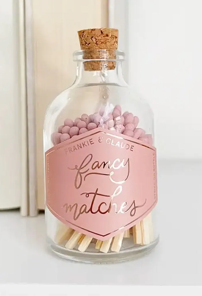 Fancy Matches Jar-Rose