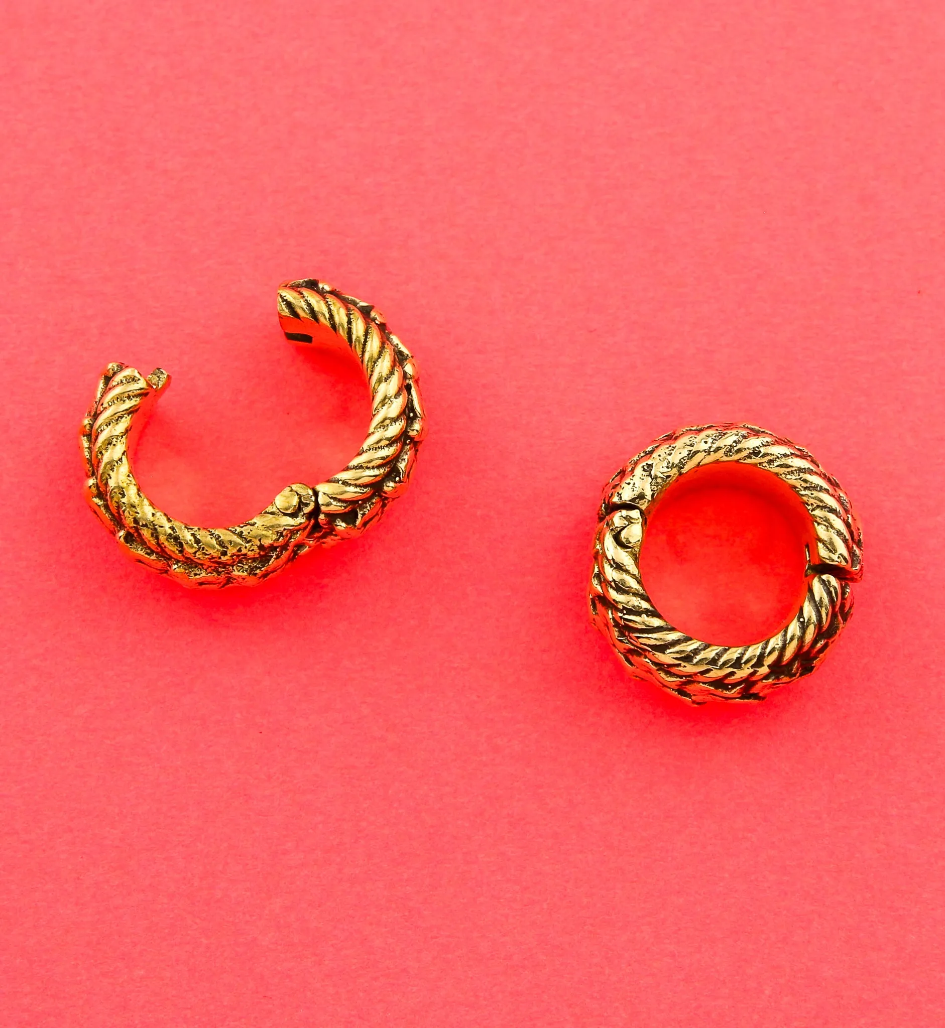 Fiber Brass Hinged Ear Lobe Cuffs