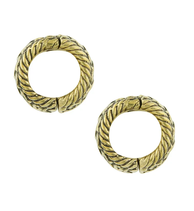 Fiber Brass Hinged Ear Lobe Cuffs