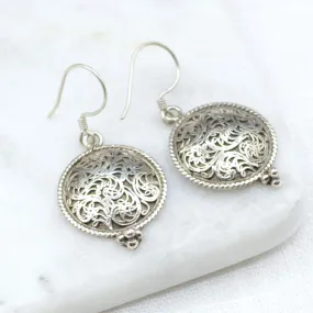 Filigree Round Silver Earrings