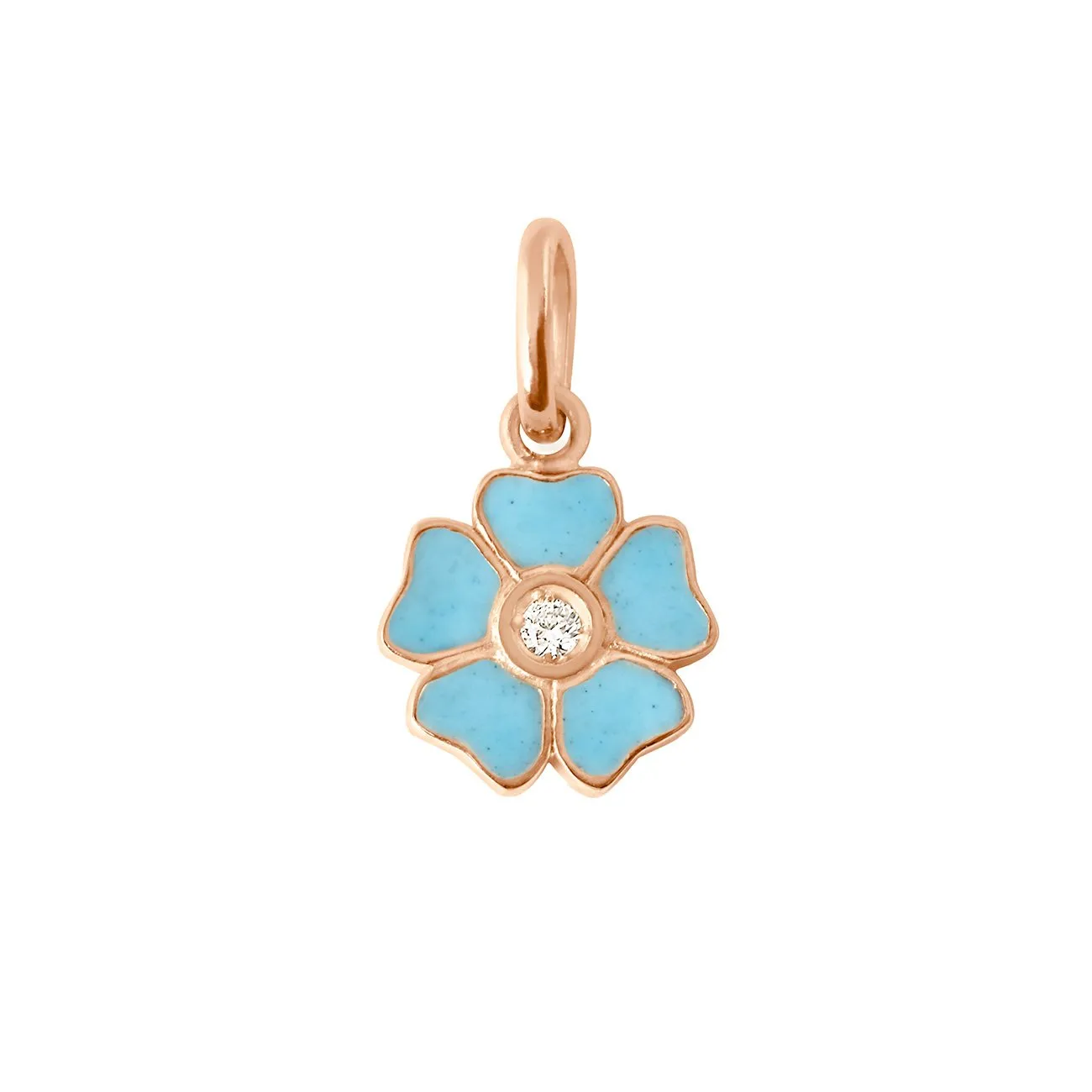 Flower Turquoise diamond pendant, Rose Gold