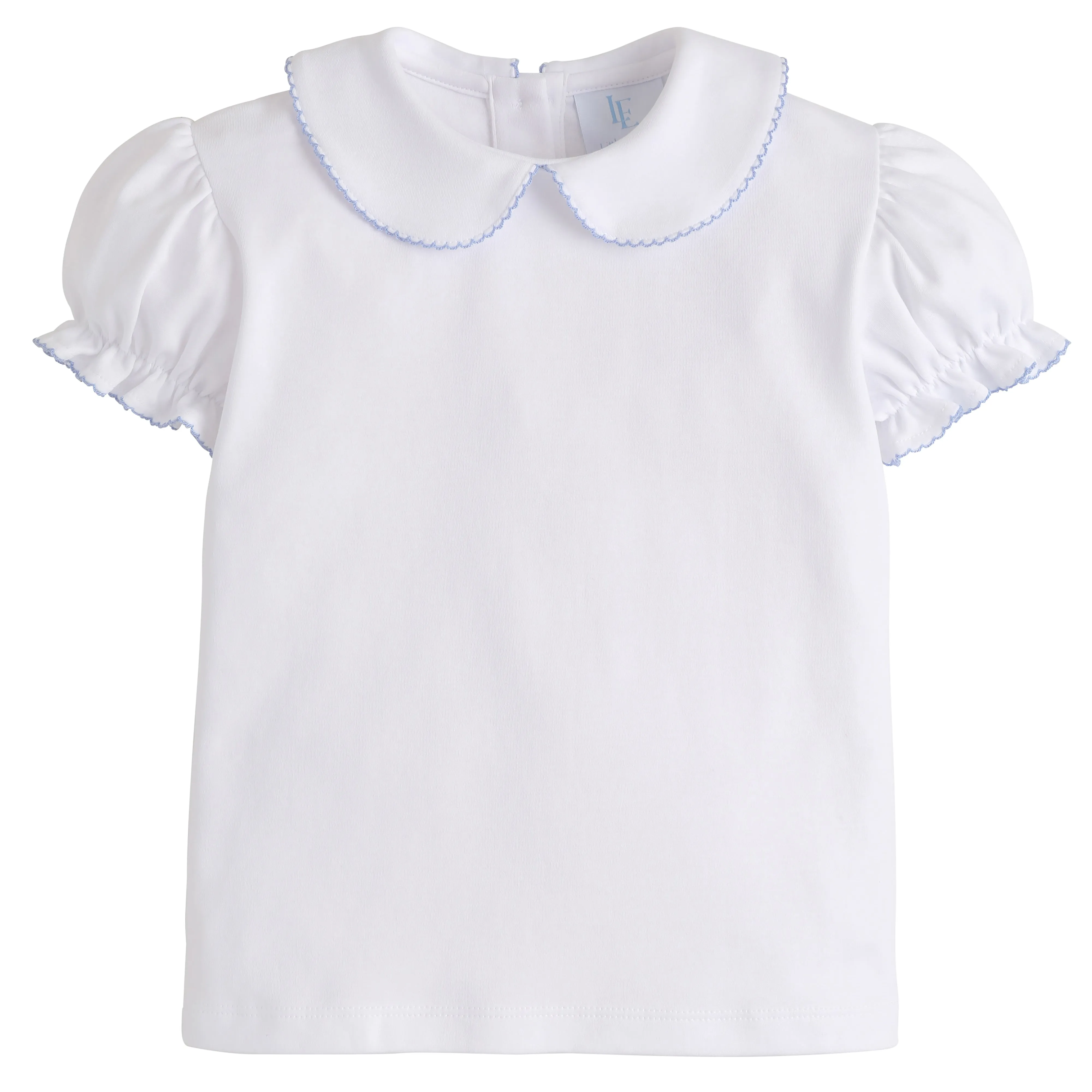 Girl's Short Sleeve Peter Pan Blouse - Light Blue