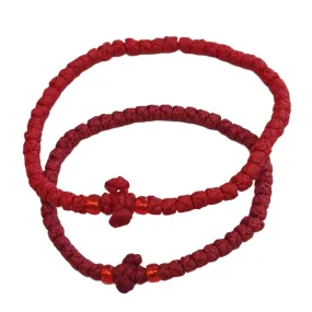 Greek Komboskini Cross Prayer Rope Bracelet RED