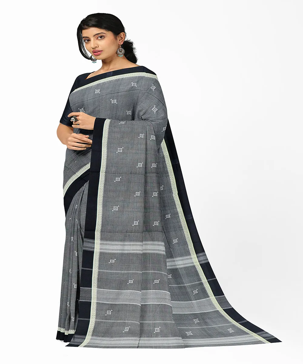 Grey butta rajahmundry handwoven cotton saree