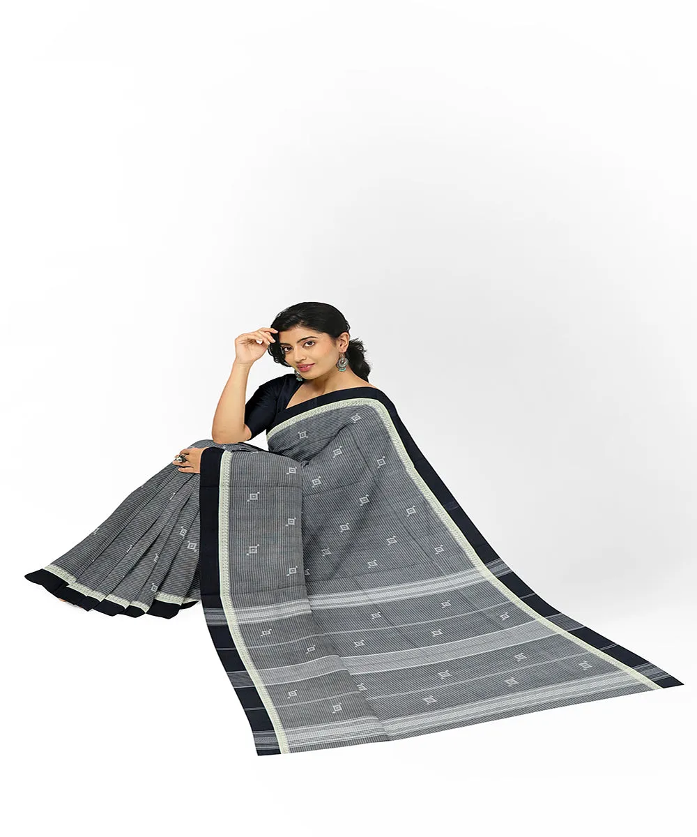 Grey butta rajahmundry handwoven cotton saree