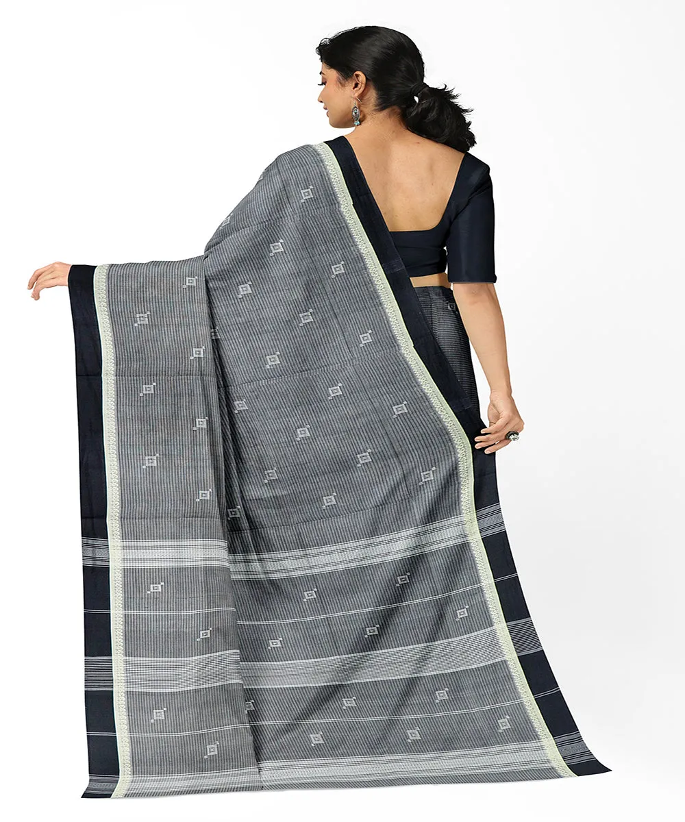 Grey butta rajahmundry handwoven cotton saree