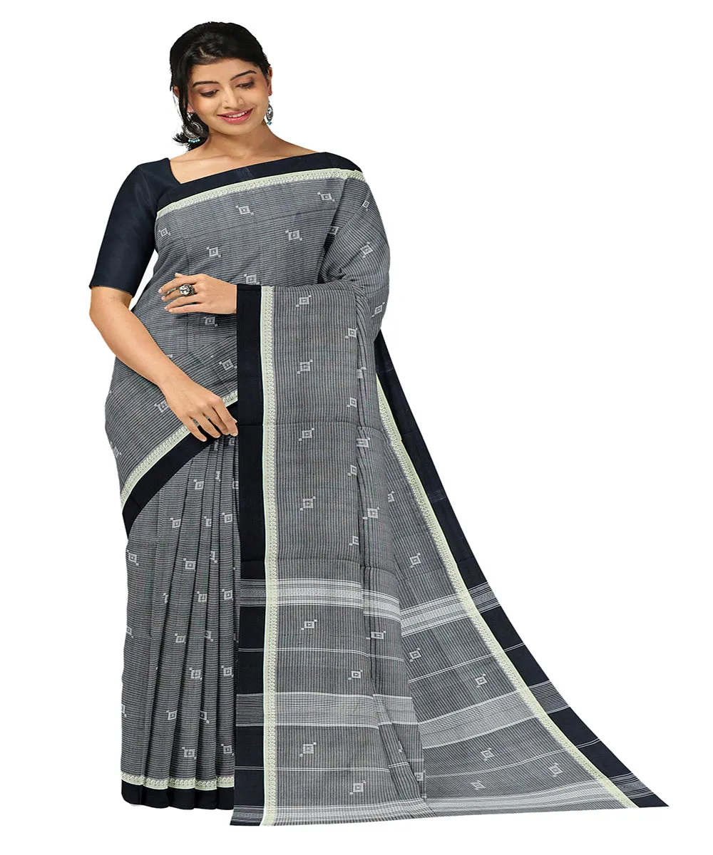 Grey butta rajahmundry handwoven cotton saree