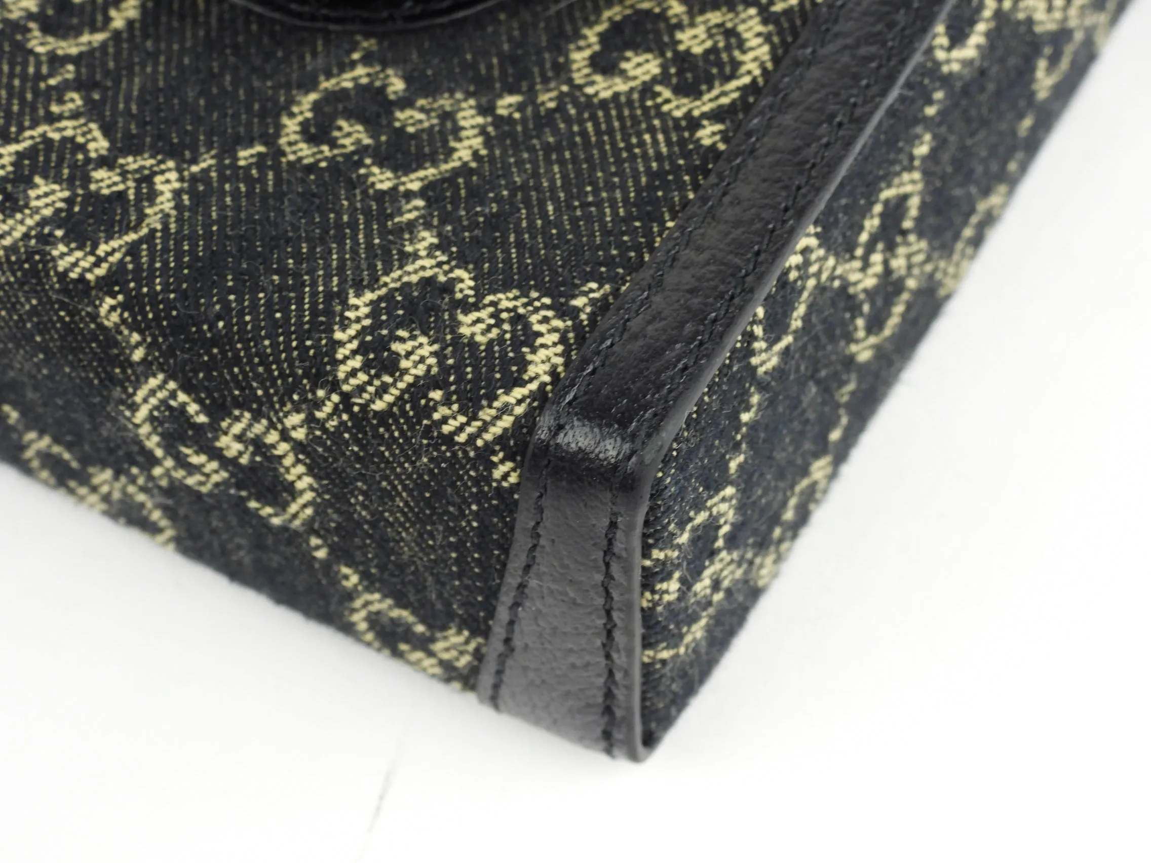 Gucci Black GG Monogram Canvas Mini Horsebit 1955 Shoulder Bag