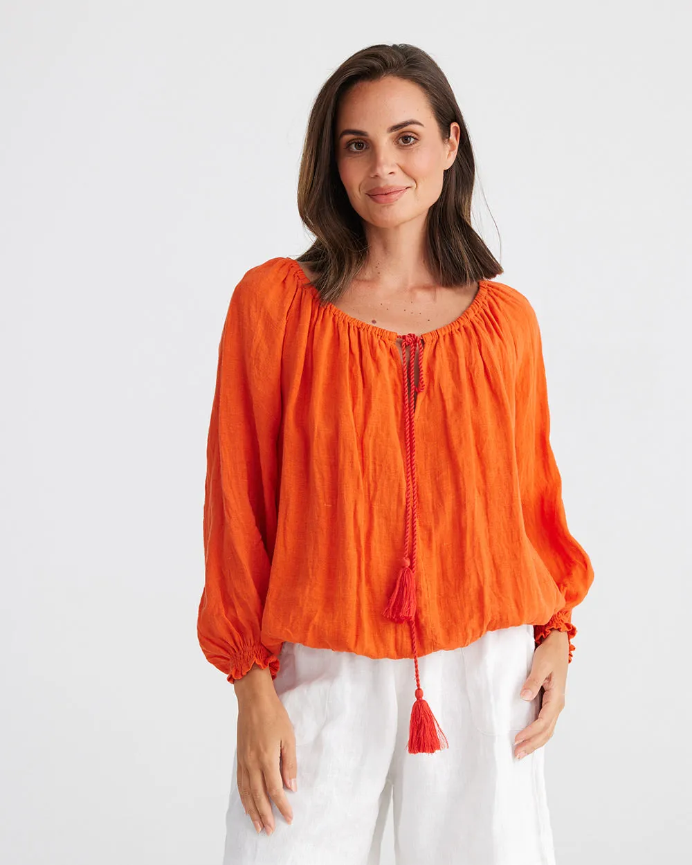 Holiday Seaside Top Orangeade Linen