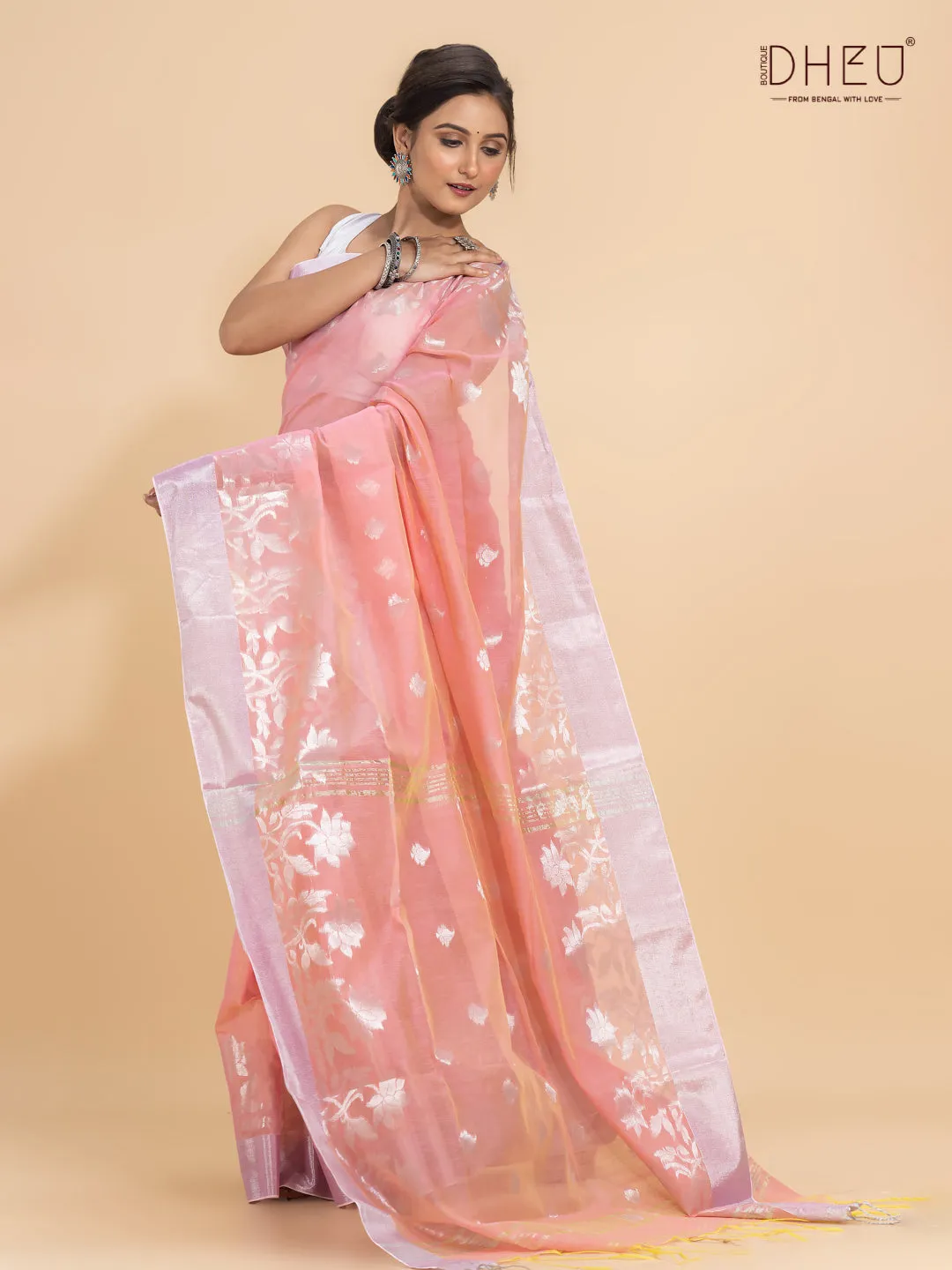 Jamdani Zari Moslin Saree