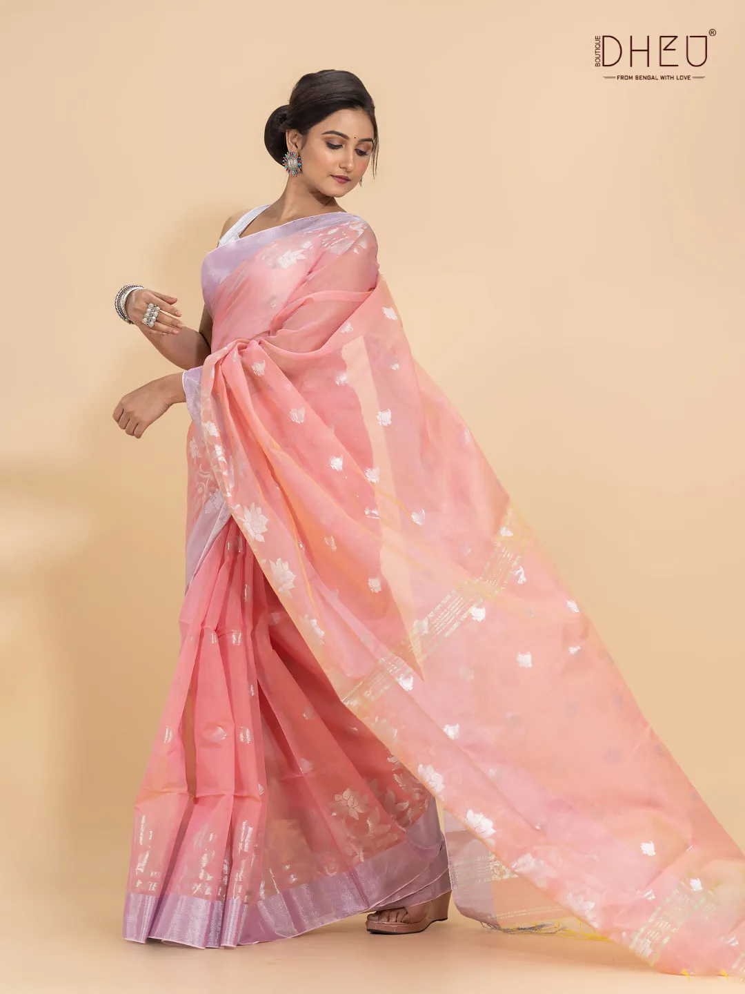 Jamdani Zari Moslin Saree