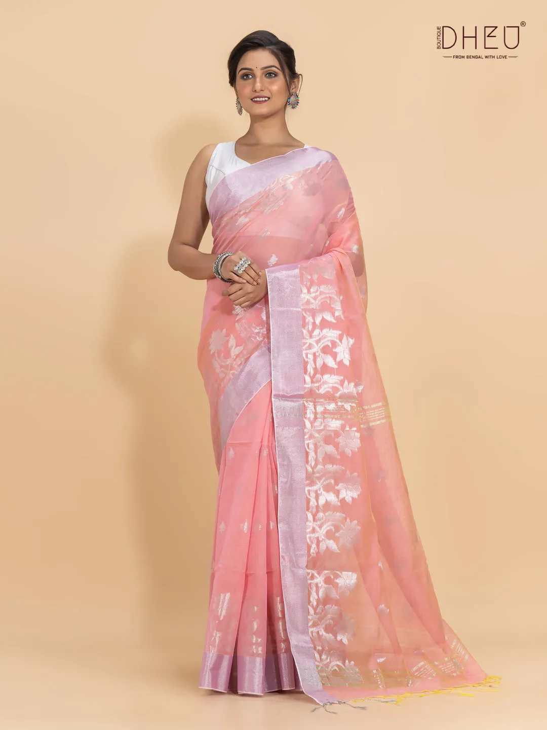 Jamdani Zari Moslin Saree