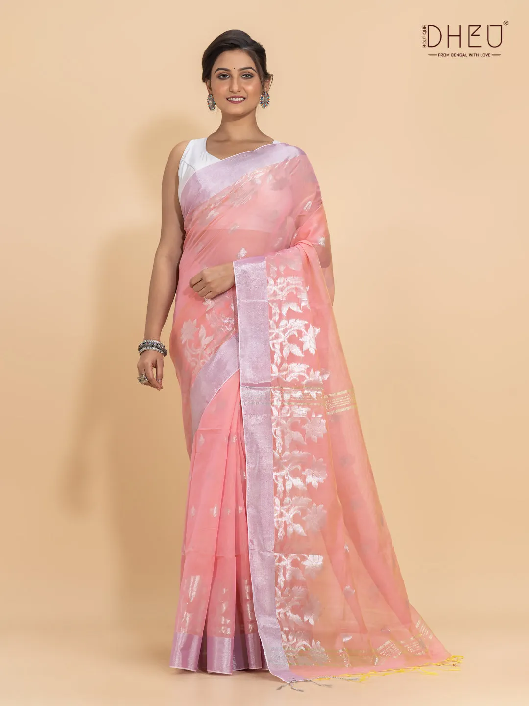 Jamdani Zari Moslin Saree