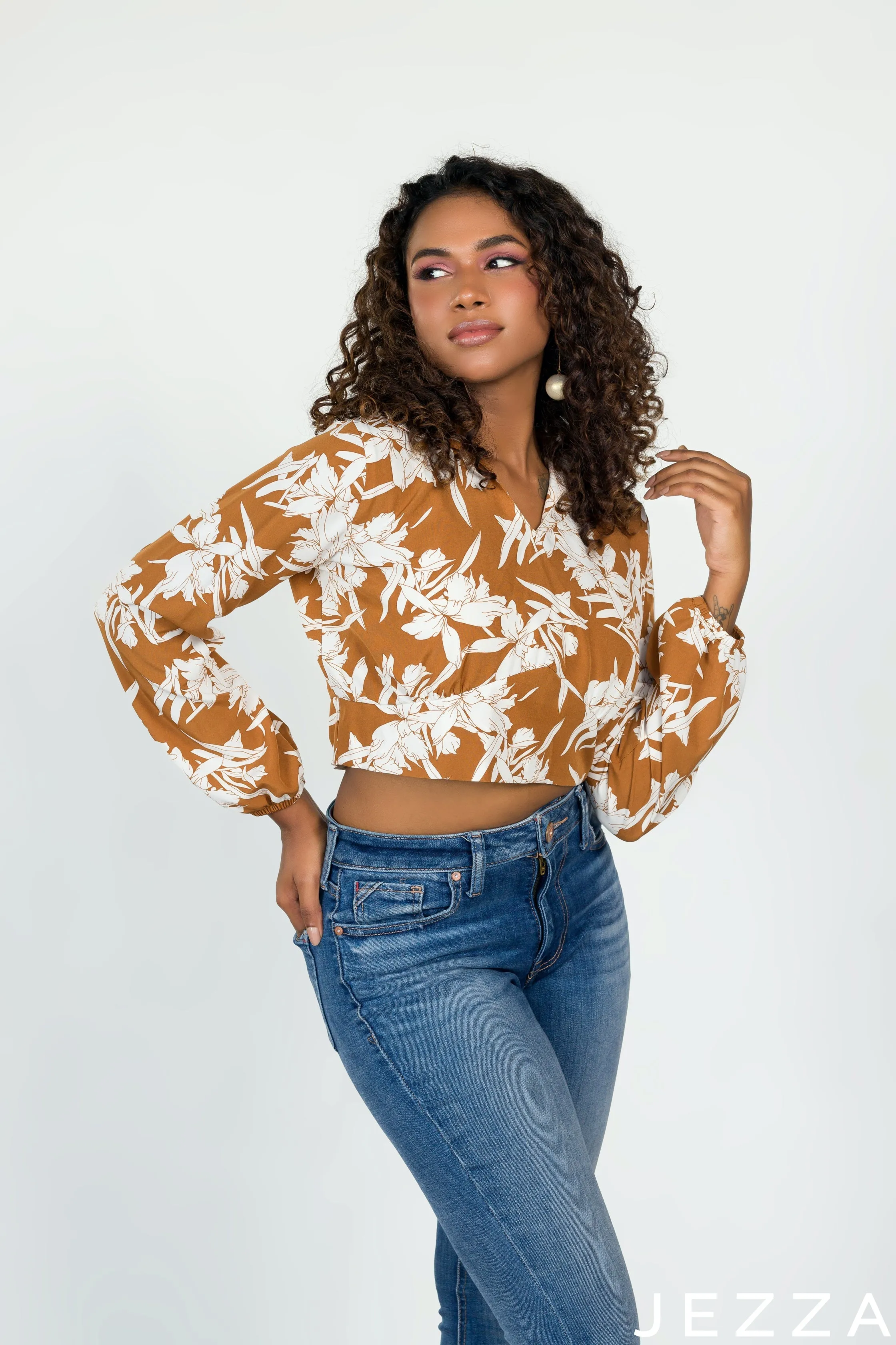 JEZZA Brown Colour Women's Casual Crop Top 42762