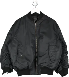 JNBY Black Ruched Sleeve Bomber Jacket UK M