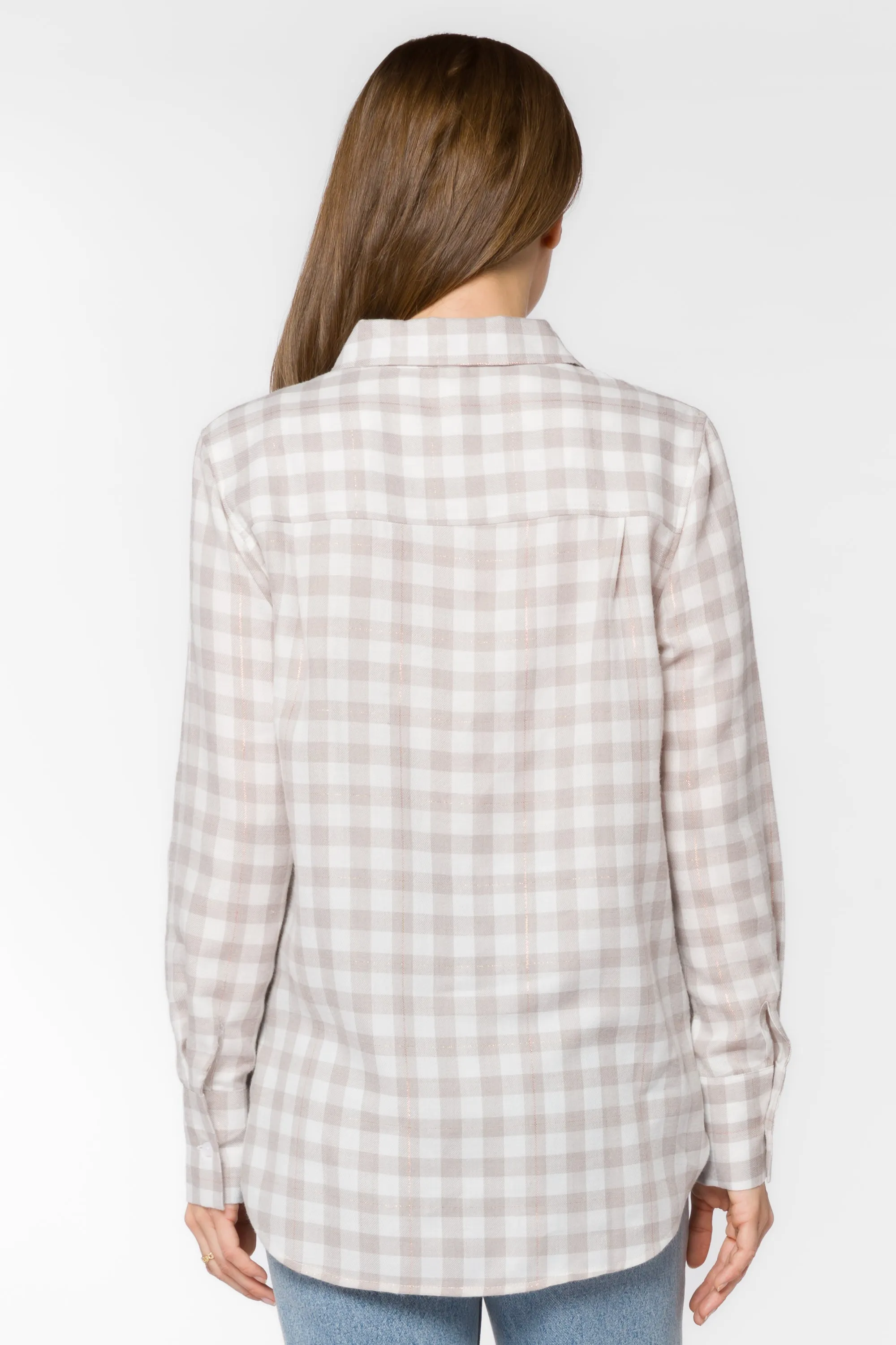 Kacia Taupe Plaid Shirt