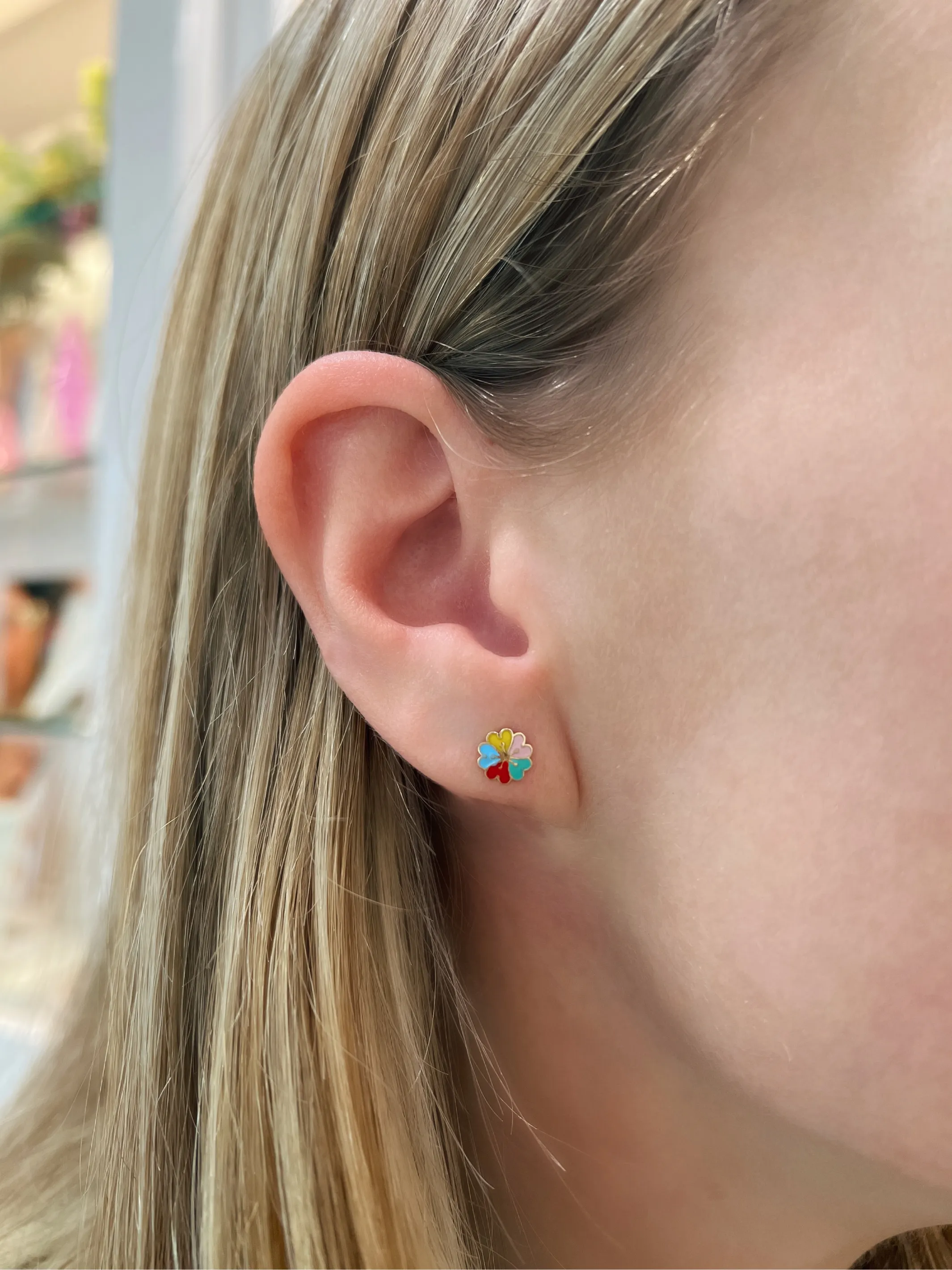 Kid Flower Power Stud Earrings 14K