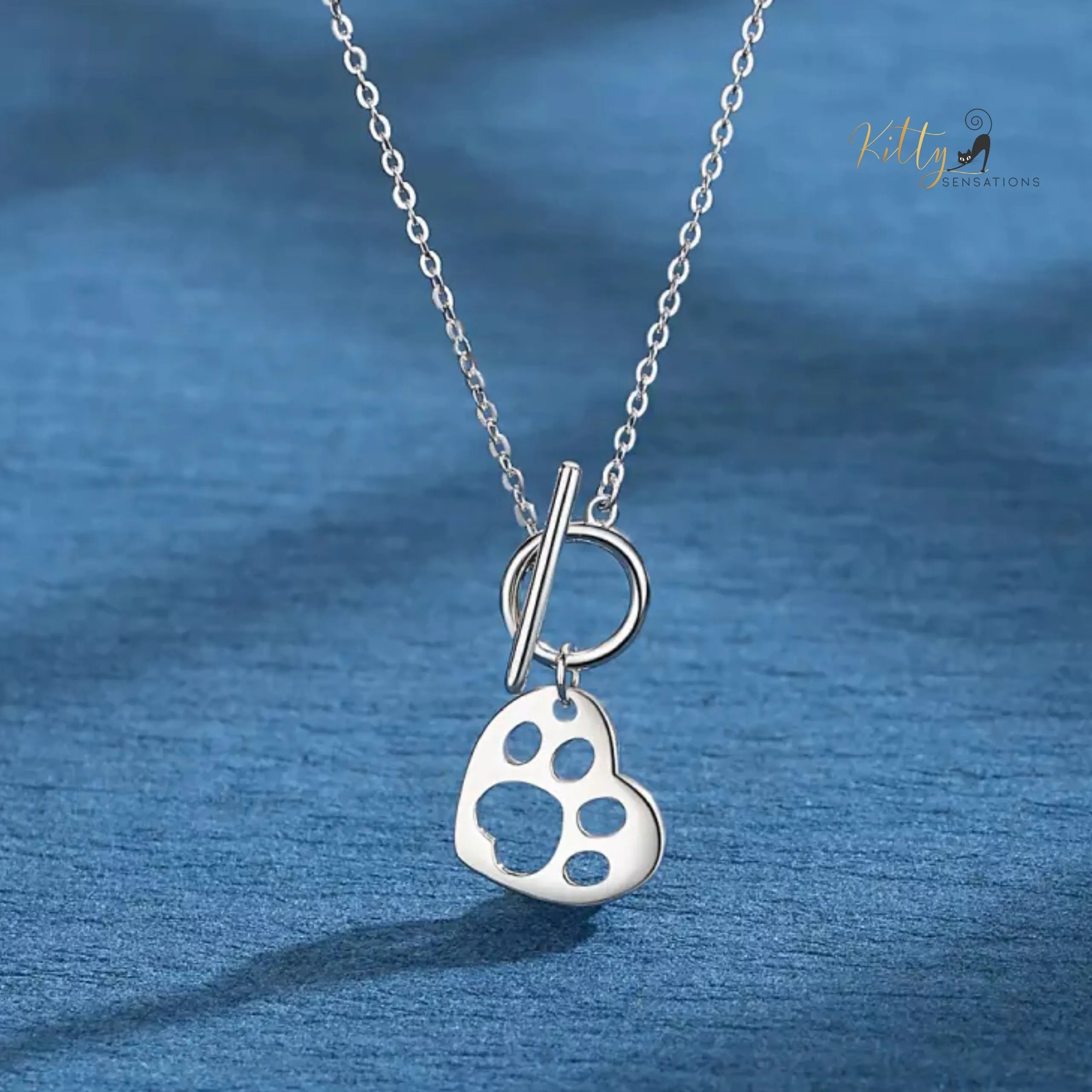 Kitty Paw in Heart Jewelry Set in Solid 925 Sterling Silver