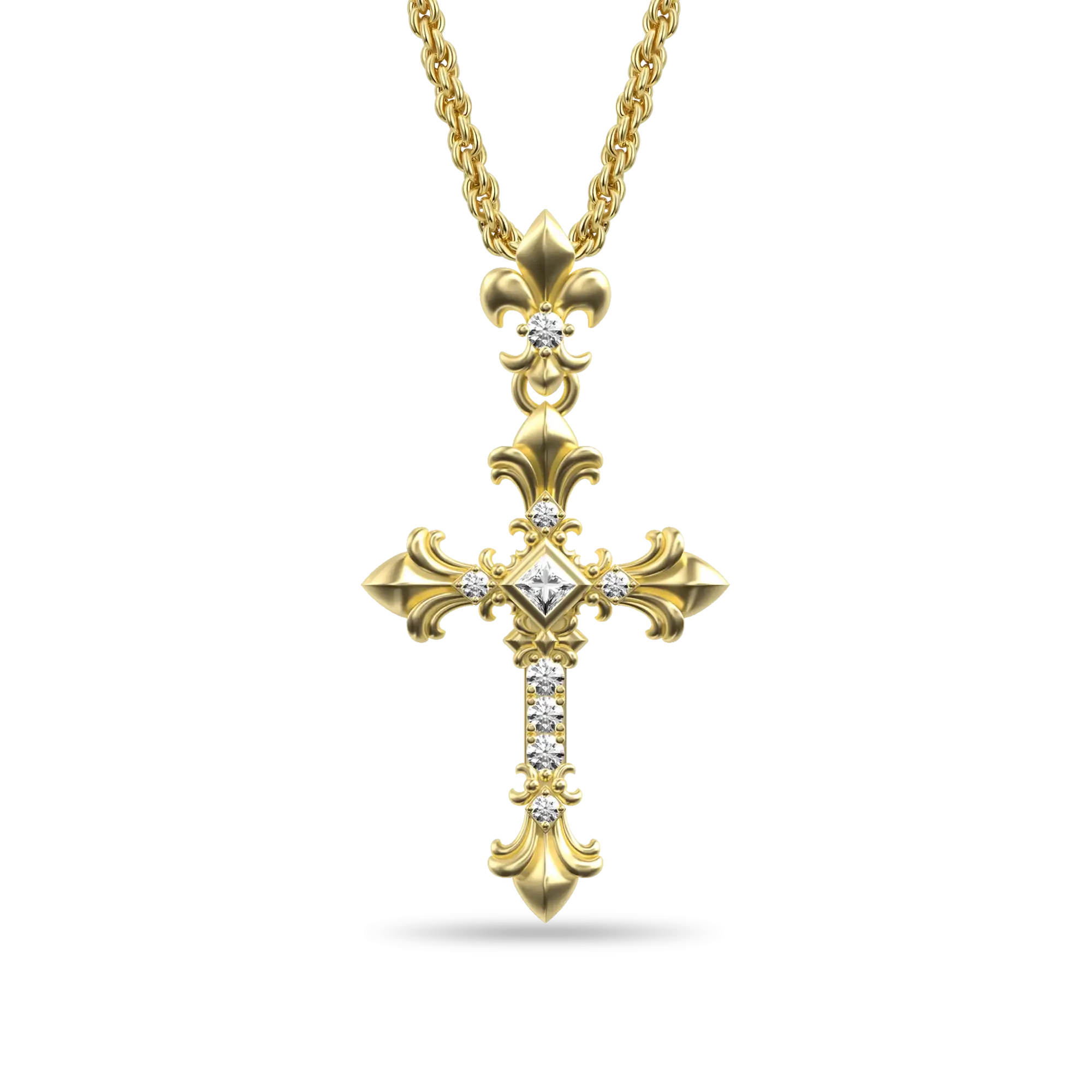 Knight Flower Cross Pendant