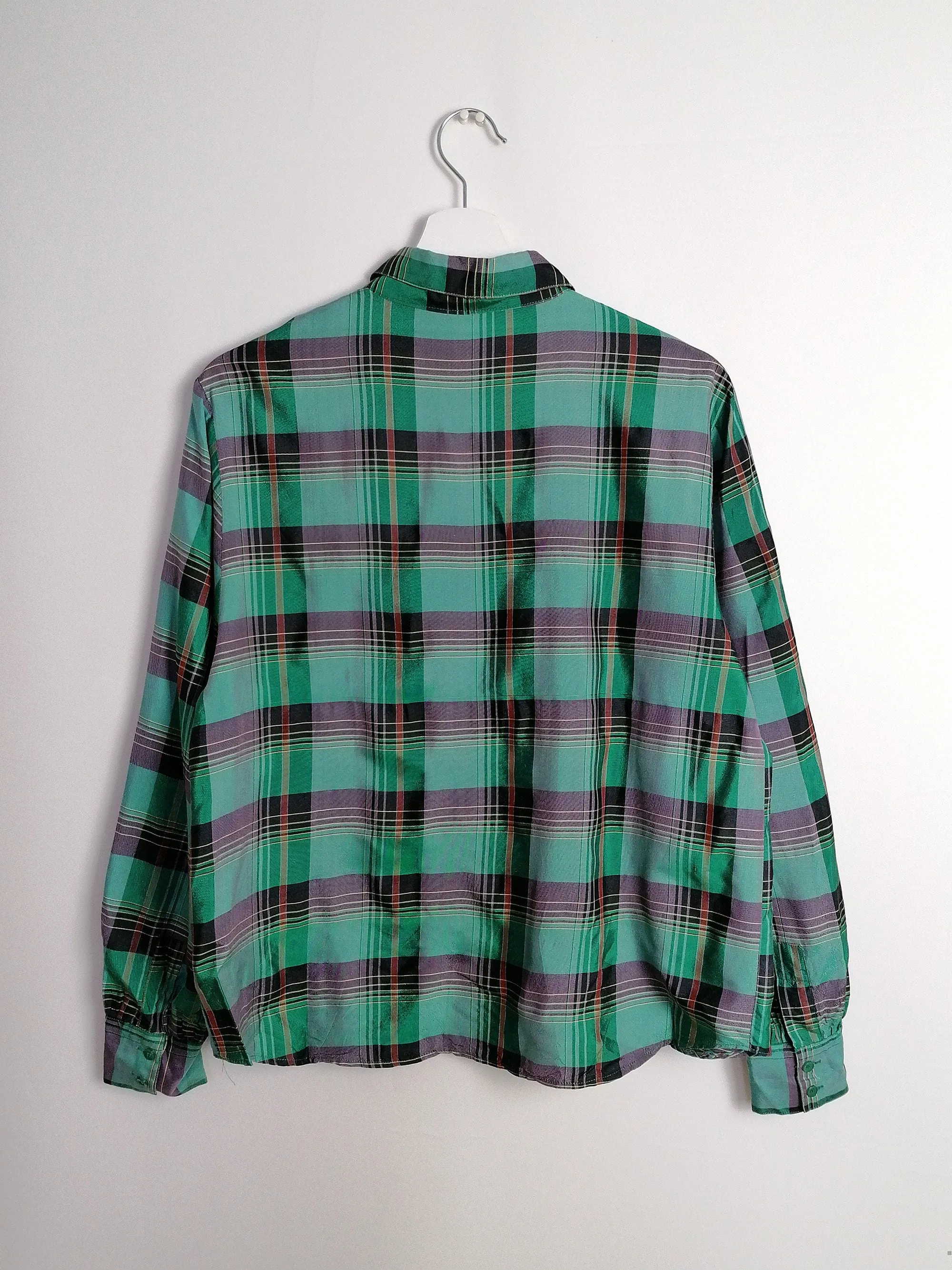 KURT KELLERMANN Plaid Pattern Silk Blouse