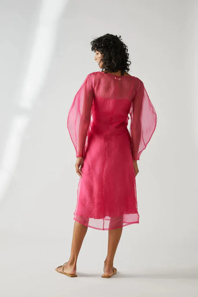 Liba Organza Dress in Magenta