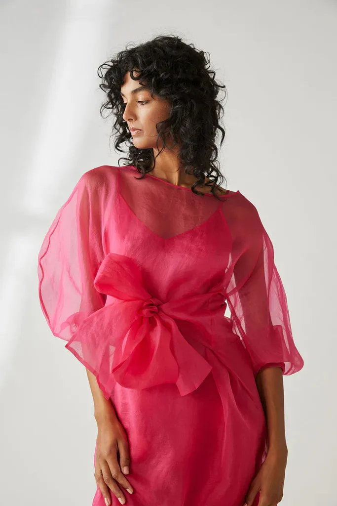 Liba Organza Dress in Magenta