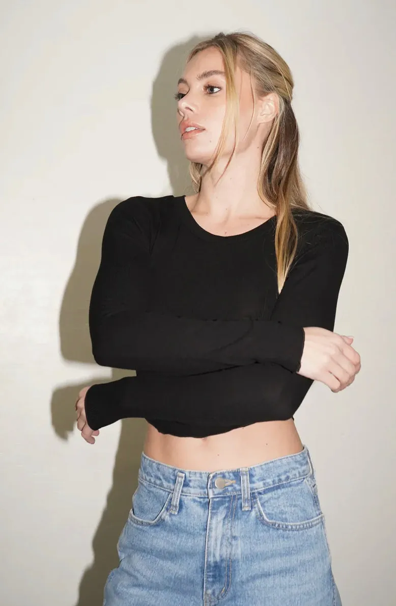 LNA ‘Arya Cropped Long Sleeve Tee’