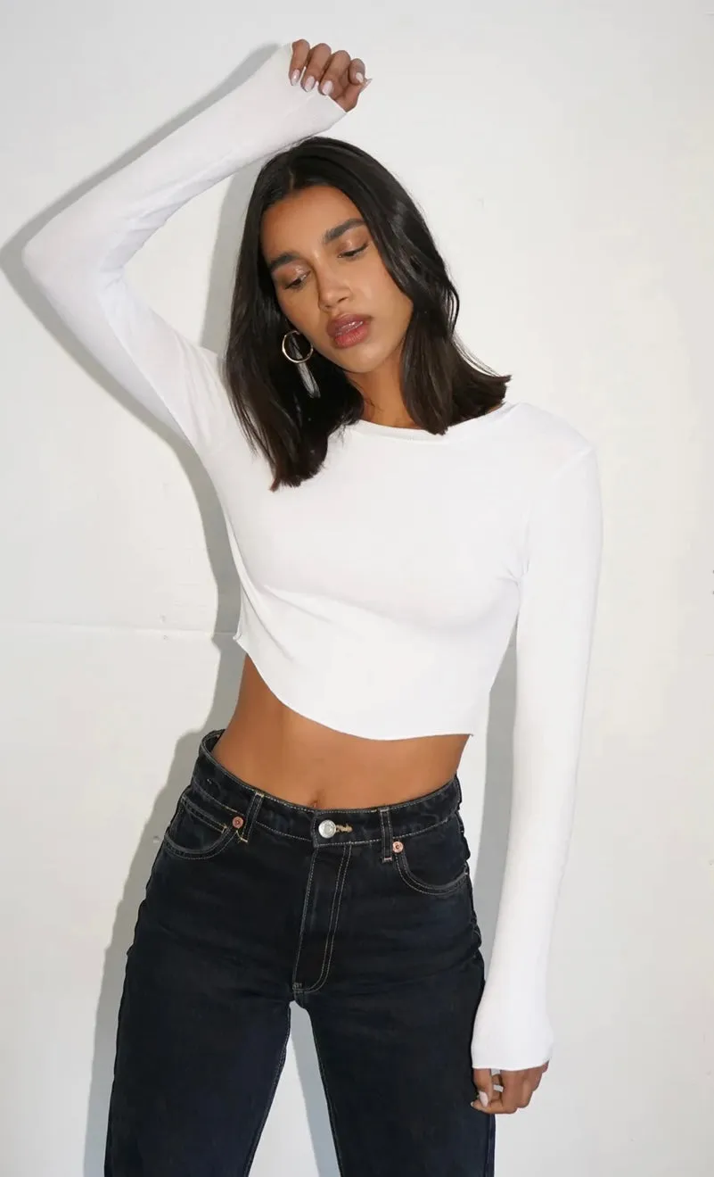 LNA ‘Arya Cropped Long Sleeve Tee’