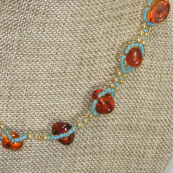 Macawi Amber and Turquoise Necklace