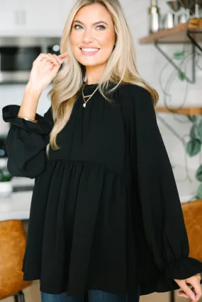 Making Moves Black Ruffled Blouse