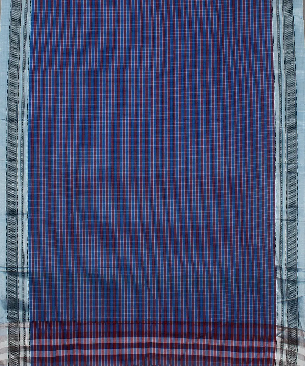 Multi checks grey chikki paras border handloom ilkal cotton silk saree