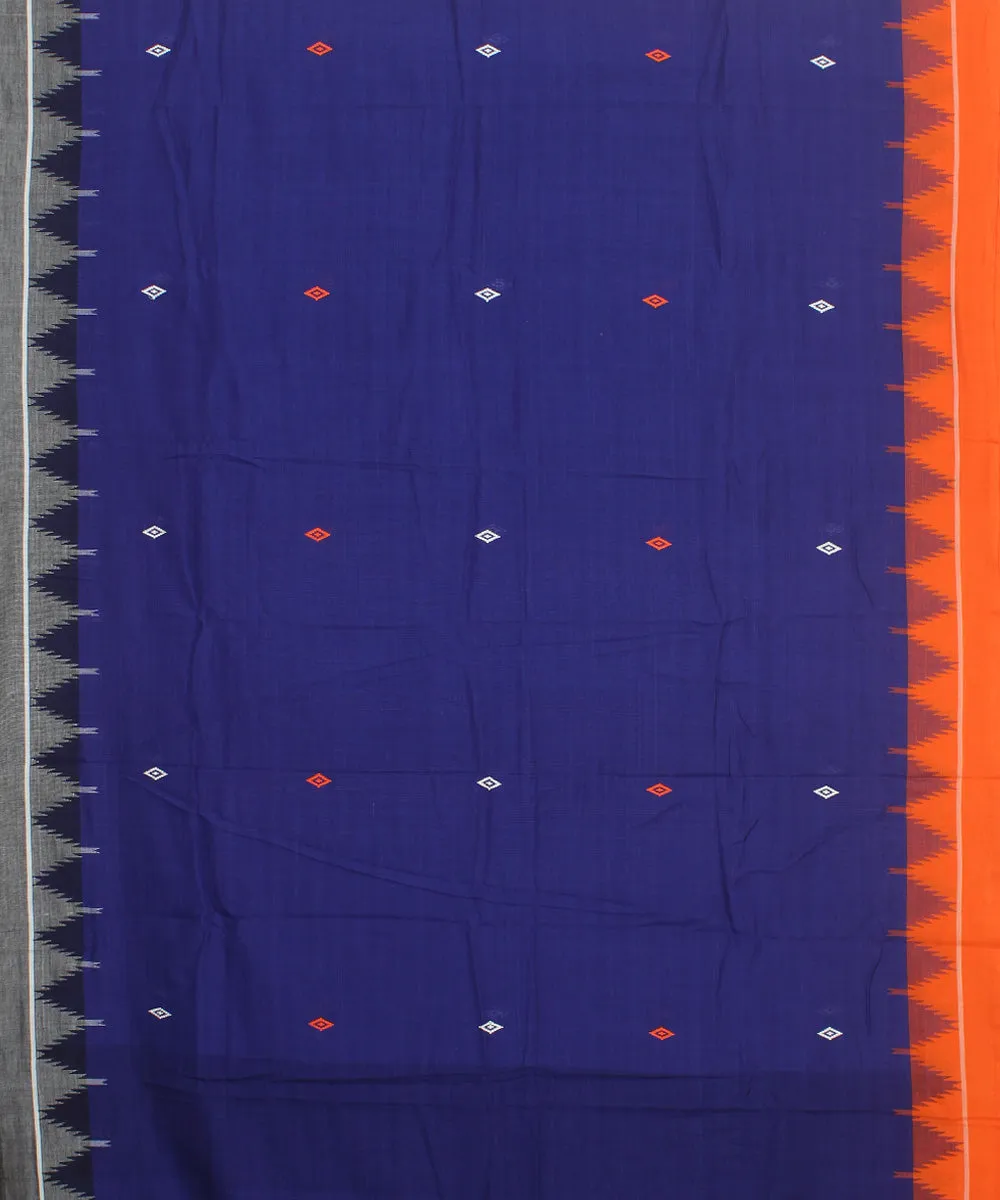 Navy blue cotton handwoven kotpad saree