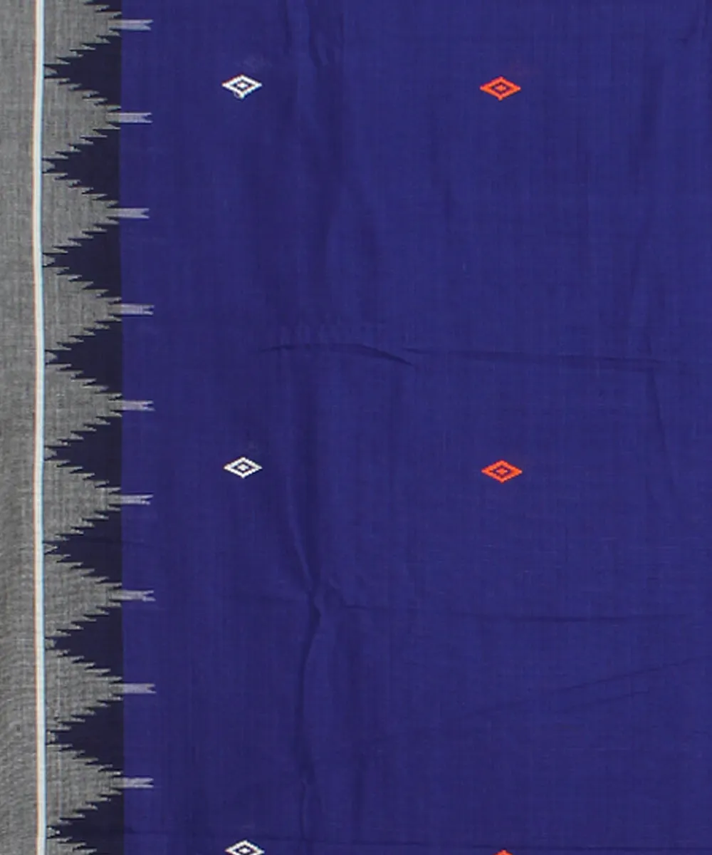 Navy blue cotton handwoven kotpad saree