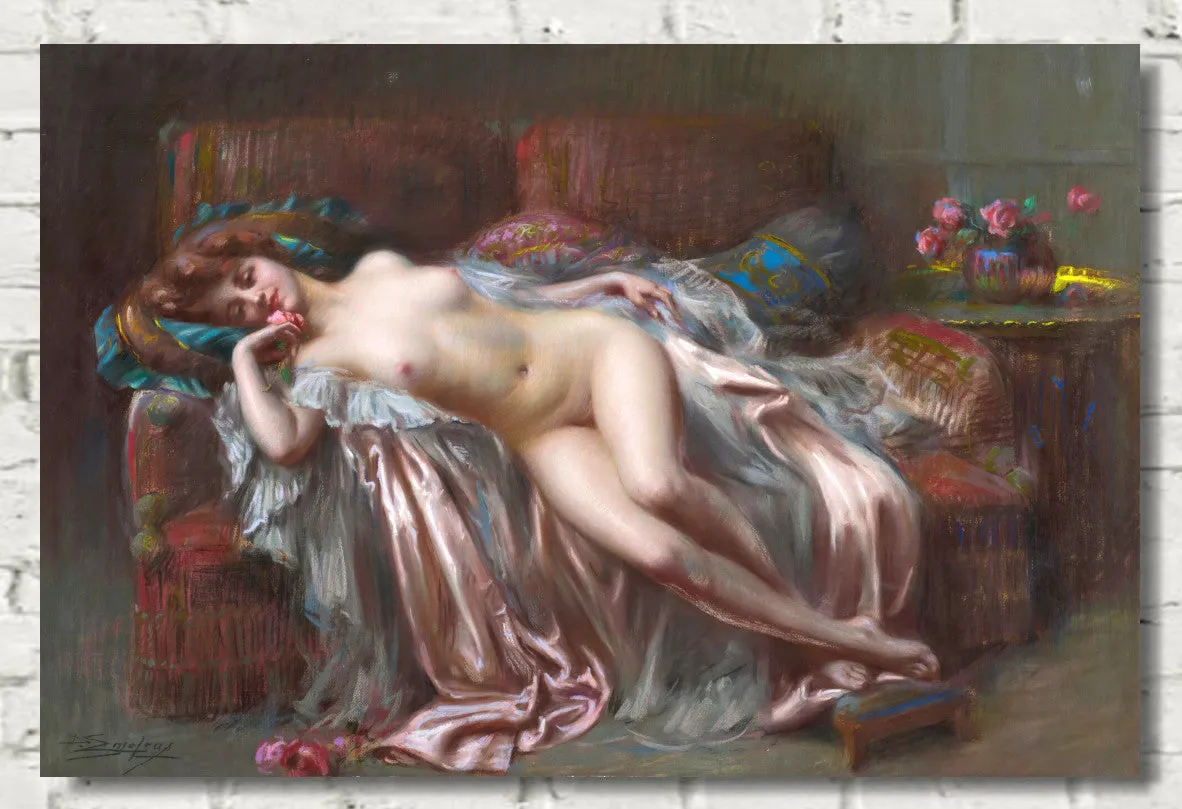 Nude lying with roses, Delphin Enjolras