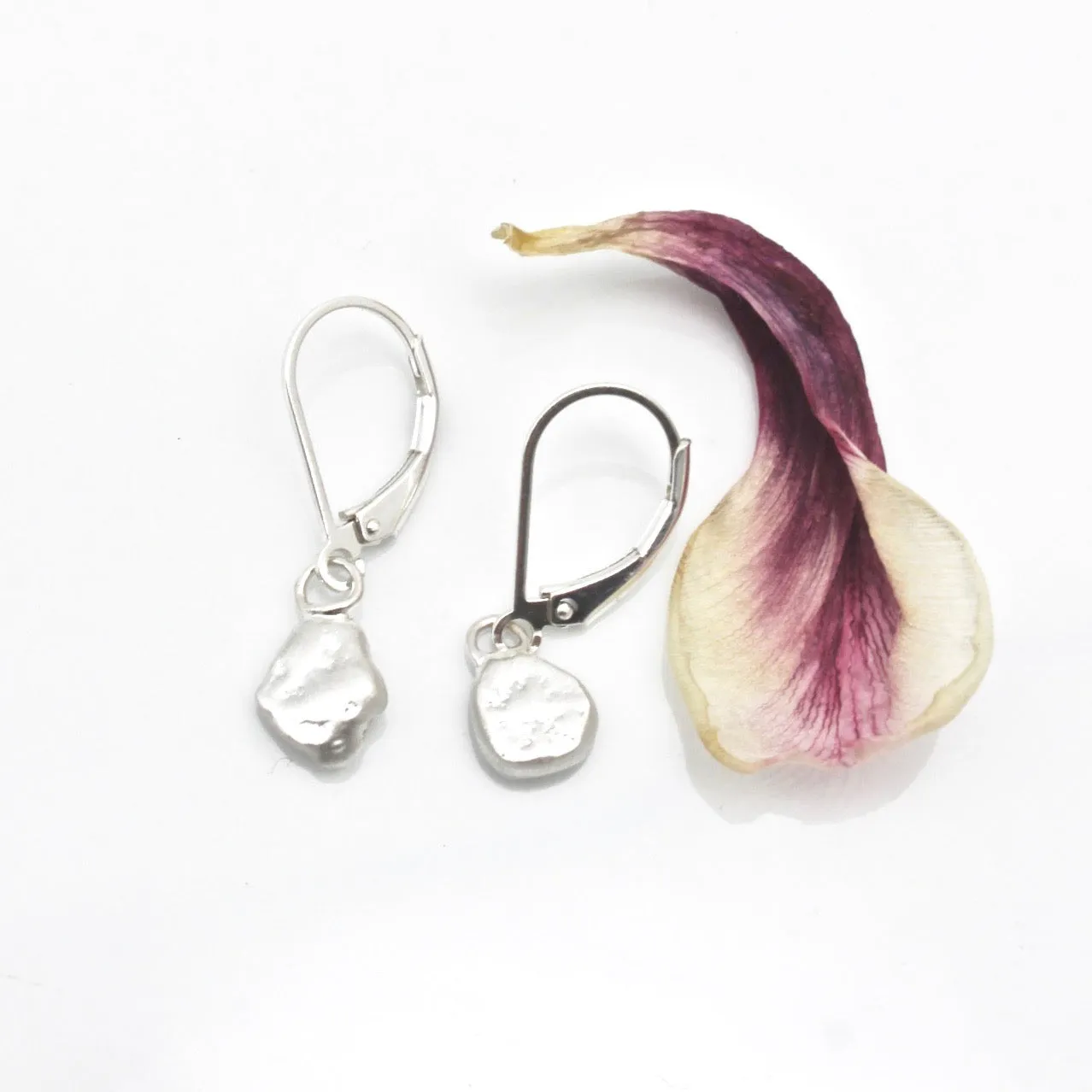 One of a Kind: Freeform Fine Silver Nugget Earrings No. 1