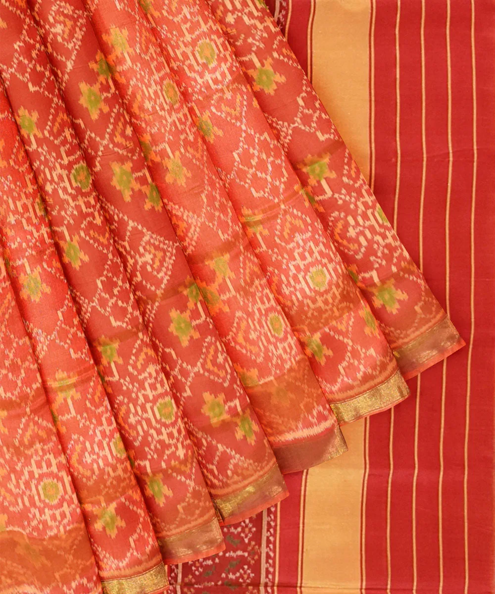 Orange silk handloom patola saree